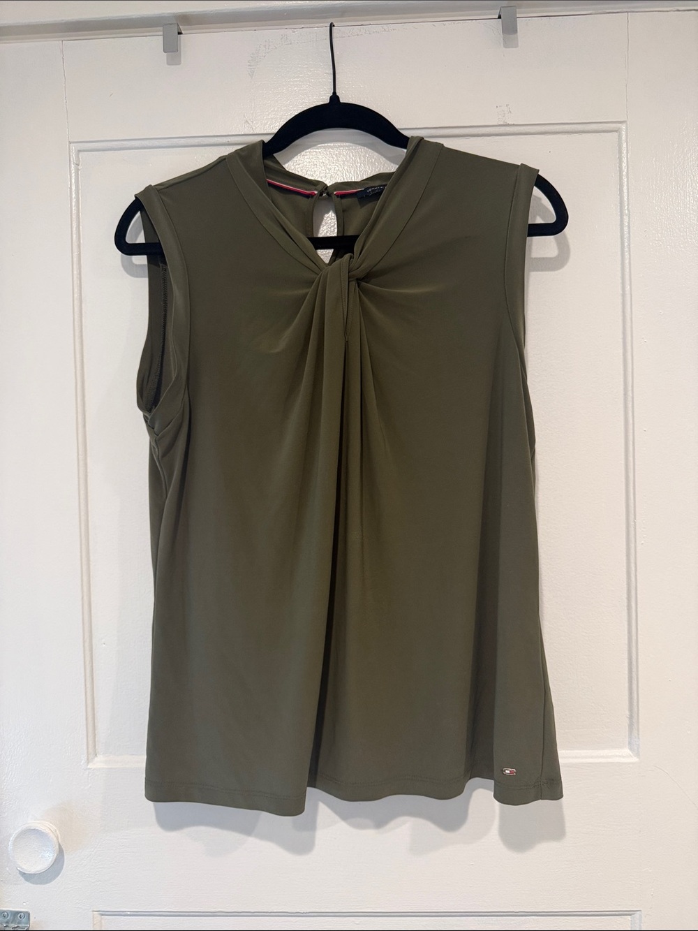 Tommy Hilfiger Sleeveless Twist Front Blouse - Olive Green